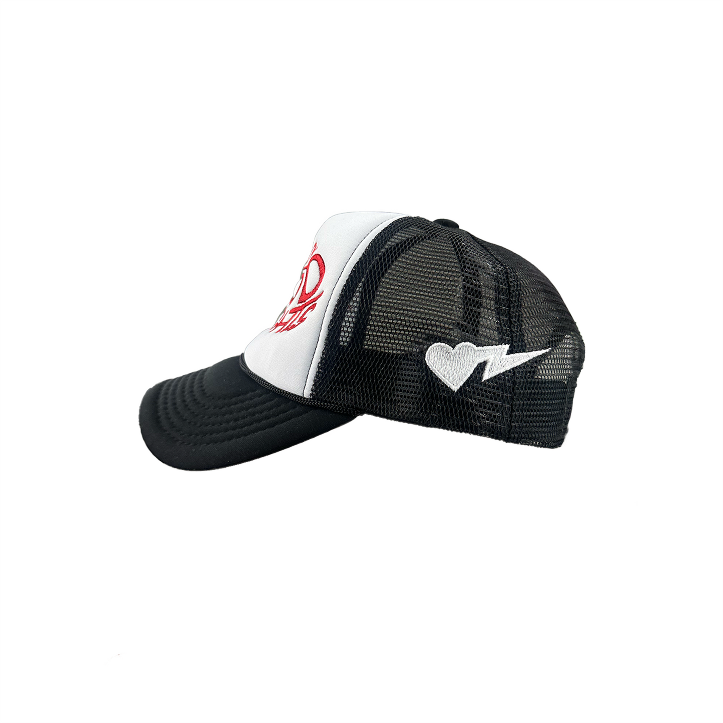 CHERRY RED THINK GOOD THOUGHTS TRUCKER HAT