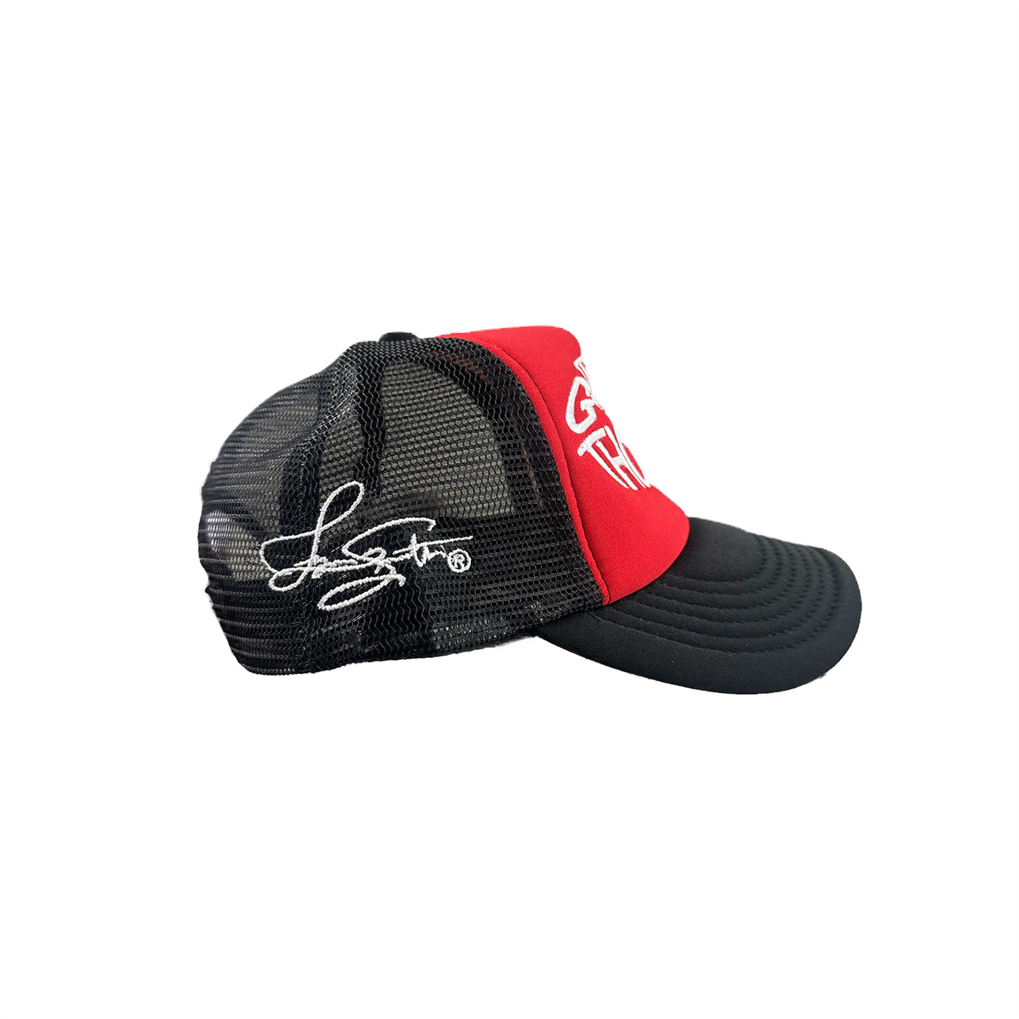 VARSITY RED THINK GOOD THOUGHTS TRUCKER HAT