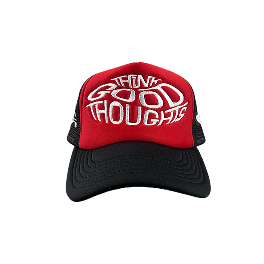 VARSITY RED THINK GOOD THOUGHTS TRUCKER HAT